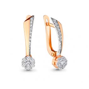 Золотые серьги AQUAMARINE 41800А с фианитом 41800А фото