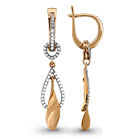 Золотые серьги AQUAMARINE 41900А с фианитом 41900А фото