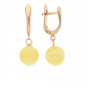 Золотые серьги Дарвин 419030583qq-л с янтарём 419030583qq-л фото