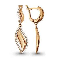 Золотые серьги AQUAMARINE 41912А с фианитом 41912А фото