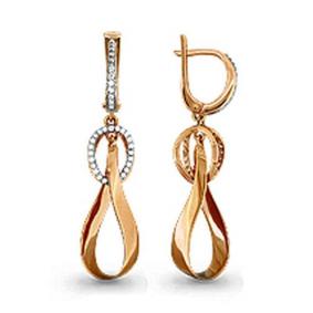 Золотые серьги AQUAMARINE 41929А с фианитом 41929А фото