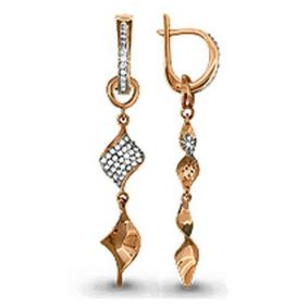 Золотые серьги AQUAMARINE 41933А с фианитом 41933А фото