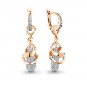 Золотые серьги-трансформеры Аквамарин с фианитом 41944А 41944А фото