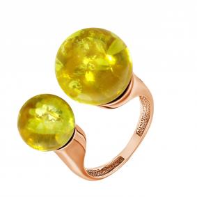 Кольцо из золочёного серебра Дарвин 420022001mr-л с янтарём 420022001mr-л фото