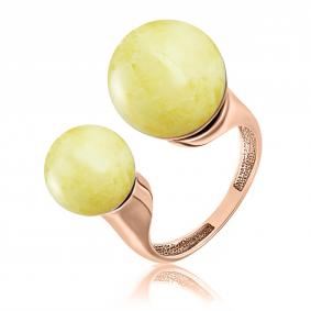 Кольцо из золочёного серебра Дарвин 420032001mt-ж с янтарём 420032001mt-ж фото