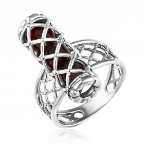 Серебрянное кольцо Дарвин с подвижным янтарём 420041031hh-к 420041031hh-к фото