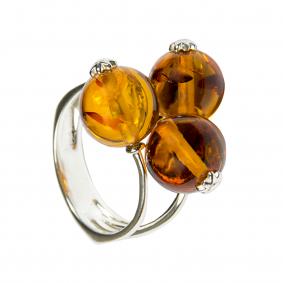 Серебряное кольцо Дарвин 420041584kk-ск с янтарём 420041584kk-ск фото