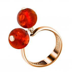 Кольцо из золочёного серебра Дарвин 420182013mm-кр с янтарём 420182013mm-кр фото