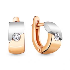 Золотые серьги AQUAMARINE 42022 с Swarovski 42022 фото