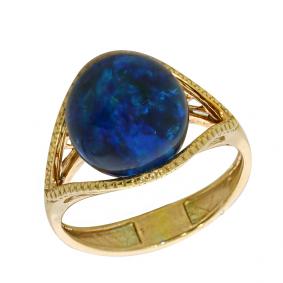 Кольцо из золочёного серебра Дарвин 420252376rr-бир с янтарём 420252376rr-бир фото