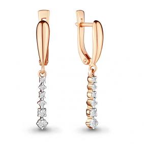 Золотые серьги AQUAMARINE 42033 с фианитом и Swarovski 42033 фото