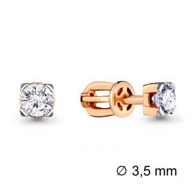 Золотые серьги AQUAMARINE 42038 с фианитом и Swarovski 42038 фото