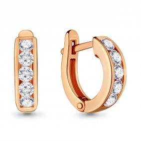 Золотые серьги AQUAMARINE 42054 с Swarovski 42054 фото