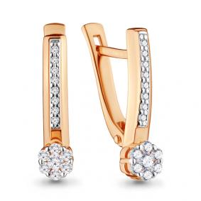 Золотые серьги AQUAMARINE 42060 с Swarovski 42060 фото