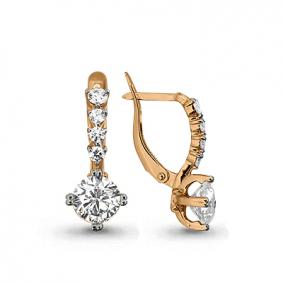 Золотые серьги AQUAMARINE 42075 с фианитом 42075 фото