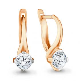 Золотые серьги AQUAMARINE 42076 с Swarovski 42076 фото