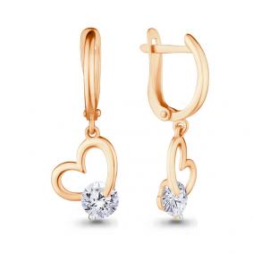 Золотые серьги AQUAMARINE 420961 с фианитом 420961 фото