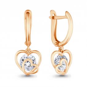 Золотые серьги AQUAMARINE 420971 с фианитом 420971 фото