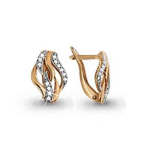 Золотые серьги AQUAMARINE 42101А с фианитом 42101А фото