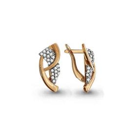 Золотые серьги AQUAMARINE 42102А с фианитом 42102А фото