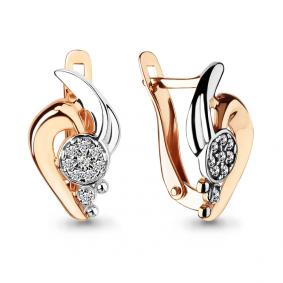 Золотые серьги AQUAMARINE 42130А с фианитом 42130А фото