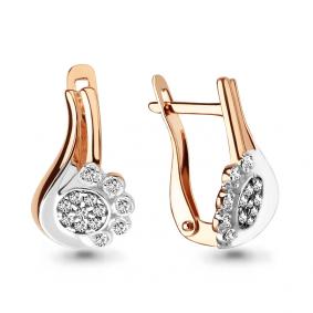 Золотые серьги AQUAMARINE 42133А с фианитом 42133А фото