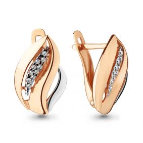 Золотые серьги AQUAMARINE 42136А с фианитом 42136А фото