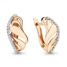 Золотые серьги AQUAMARINE 42138А с фианитом 42138А фото