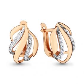 Золотые серьги AQUAMARINE 42139А с фианитом 42139А фото