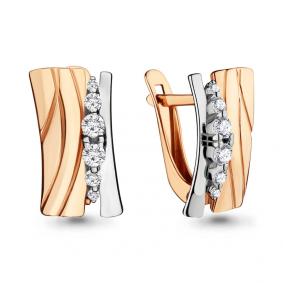 Золотые серьги AQUAMARINE 42145А с фианитом 42145А фото