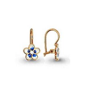 Золотые серьги AQUAMARINE 42205 с фианитом 42205 фото