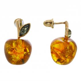 Серьги из золочёного серебра Дарвин 422062084aa-ск с янтарём 422062084aa-ск фото