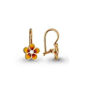 Золотые серьги AQUAMARINE 42206А с фианитом и эмалью 42206А фото