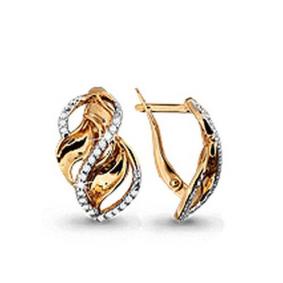 Золотые серьги AQUAMARINE 42224А с фианитом 42224А фото