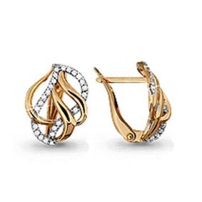 Золотые серьги AQUAMARINE 42238А с фианитом 42238А фото