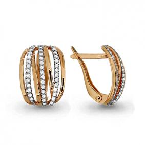 Золотые серьги AQUAMARINE 42305А с фианитом 42305А фото