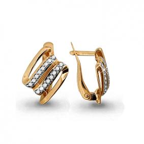 Золотые серьги AQUAMARINE 42330А с фианитом 42330А фото