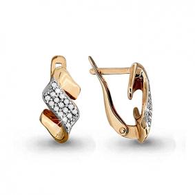 Золотые серьги AQUAMARINE 42392А с фианитом 42392А фото