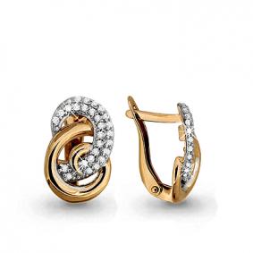 Золотые серьги AQUAMARINE 42407А с фианитом 42407А фото