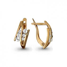 Золотые серьги AQUAMARINE 42442 с фианитом 42442 фото