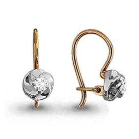 Золотые серьги AQUAMARINE 42450 с фианитом 42450 фото