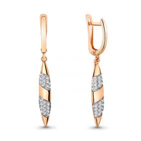 Золотые серьги AQUAMARINE 42475А с фианитом 42475А фото