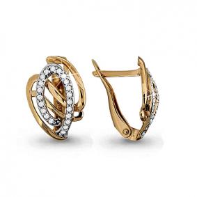 Золотые серьги AQUAMARINE 42531А с фианитом 42531А фото