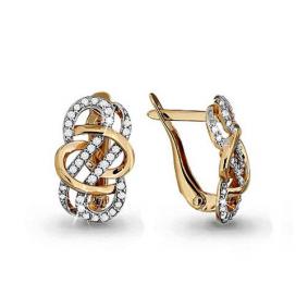 Золотые серьги AQUAMARINE 42532А с фианитом 42532А фото