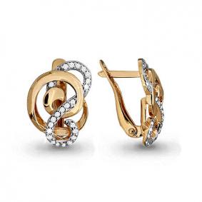 Золотые серьги AQUAMARINE 42536А с фианитом 42536А фото