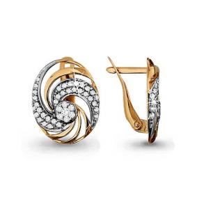 Золотые серьги AQUAMARINE 42539А с фианитом 42539А фото