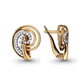 Золотые серьги AQUAMARINE 42547А с фианитом 42547А фото