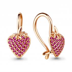 Золотые серьги AQUAMARINE 42561В с рубиновым корундом 42561В фото