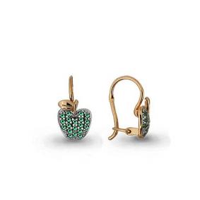 Золотые серьги AQUAMARINE 42569Г с гидротермальным изумрудом 42569Г фото