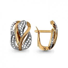 Золотые серьги AQUAMARINE 42573А с фианитом 42573А фото